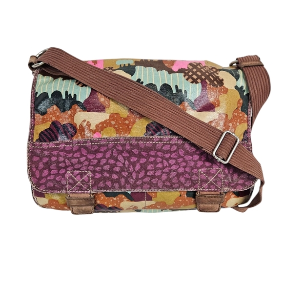 Fossil Key-Per Colorful Coated Canvas Messenger Crossbody Laptop Bag - Picture 14 of 14